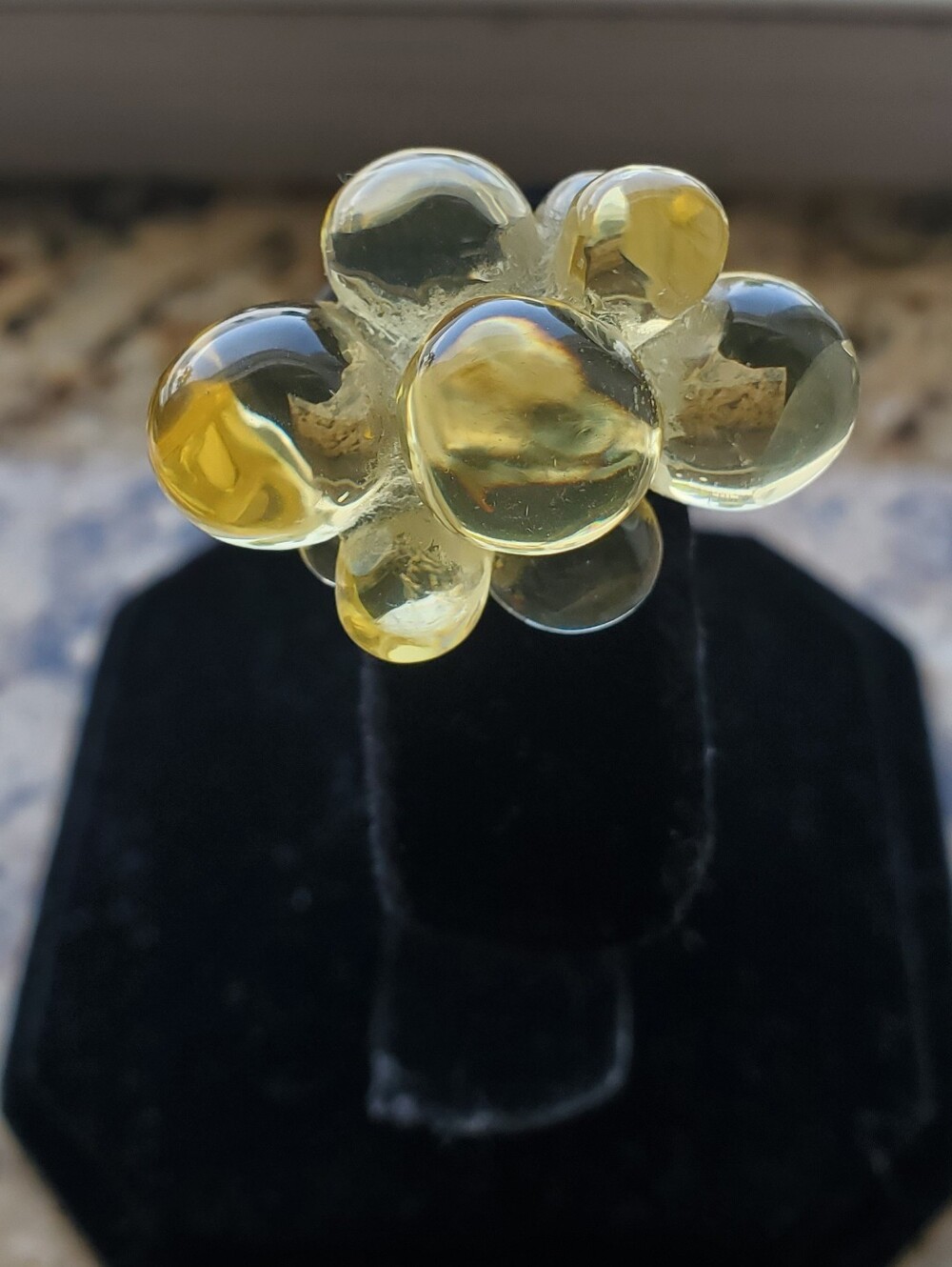 Vintage Yellow Resin Bubble Statement Ring - Women Jewelry
